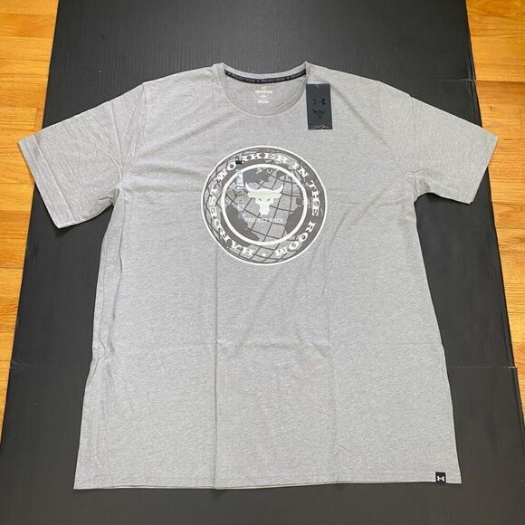 Under Armour Mens Project Rock Size 3XL Loose Fit Grey T-Shirt casual New - Picture 2 of 9